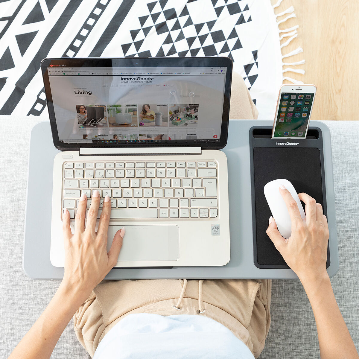 Innovagoods Draagbare Laptoptafel Met Xl Kussen Deskion Innovagoods